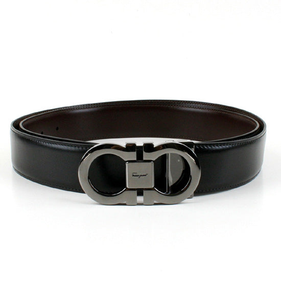 Ferragamo Double Gancini Reversible Leather Belt 679535 644557