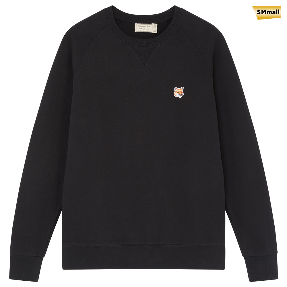 Maison Kitsune Fox Head Logo Black Cotton Crewneck Sweatshirt Men