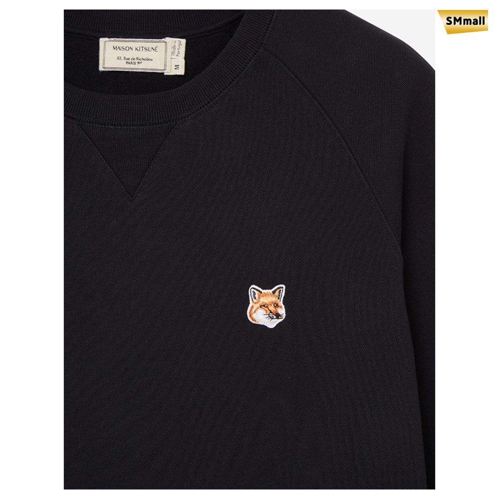 Maison Kitsune Fox Head Logo Black Cotton Crewneck Sweatshirt Men