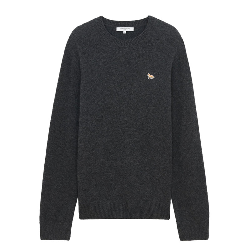 Maison Kitsune Baby Fox Patch Wool Sweater Dark Gray Unisex HM00502KT1006