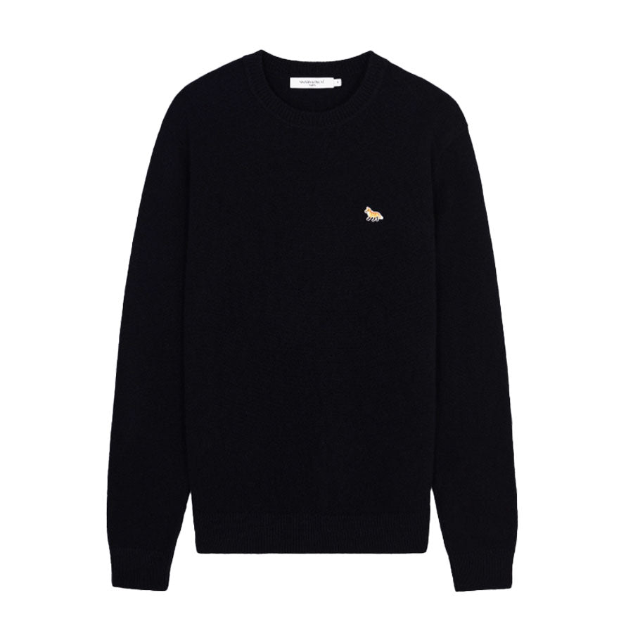 Maison Kitsune Baby Fox Patch Wool Crewneck Sweater Black HM00502KT1006
