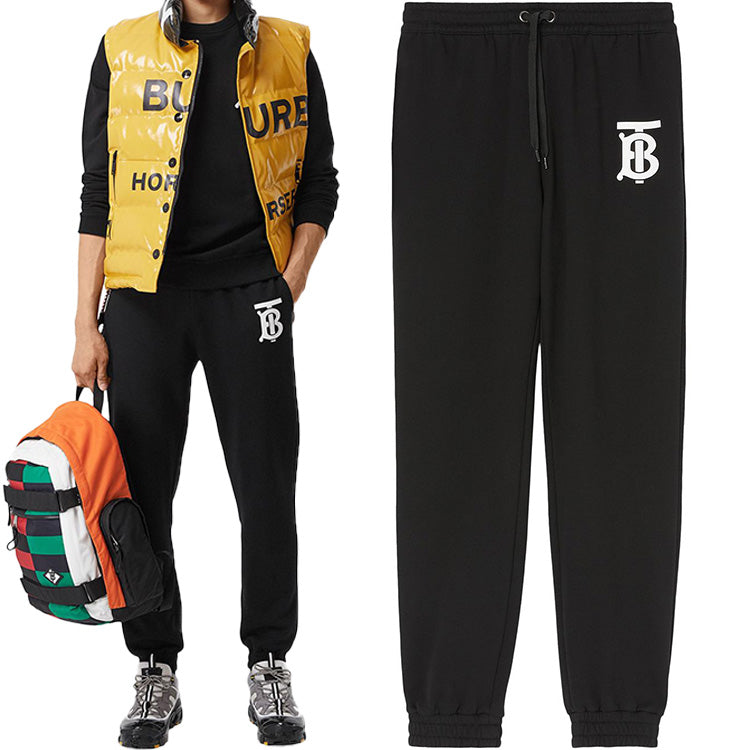 BURBERRY Monogram Logo Track Pants Black Unisex Sweatpants Joggers