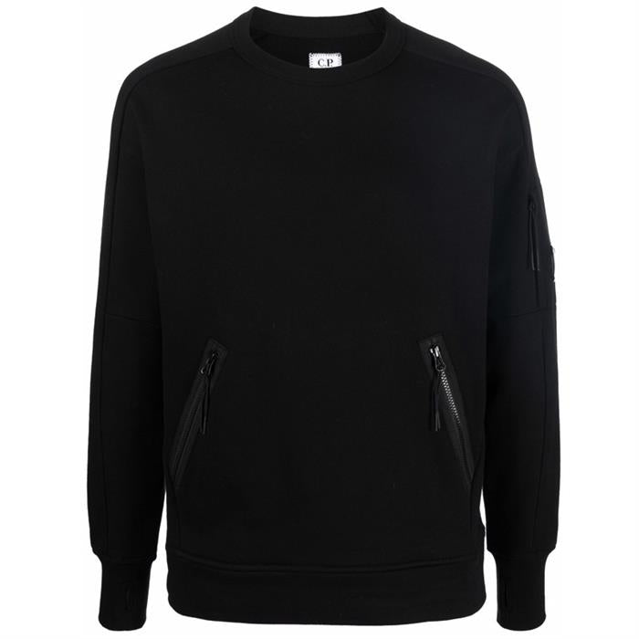 CP Company Men's Lens Badge Double Zip Sweatshirt Black 12CMSS080A 005086W