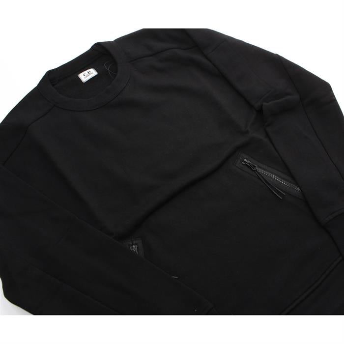 CP Company Men's Lens Badge Double Zip Sweatshirt Black 12CMSS080A 005086W