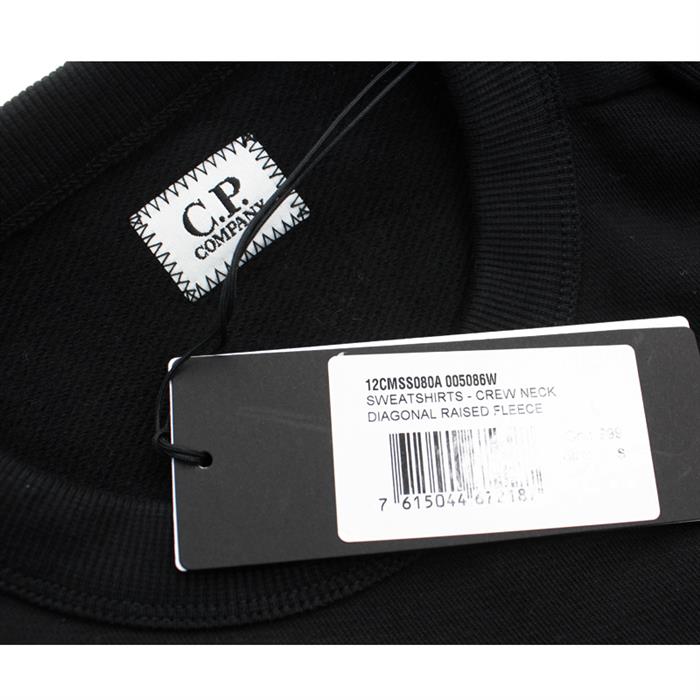 CP Company Men's Lens Badge Double Zip Sweatshirt Black 12CMSS080A 005086W