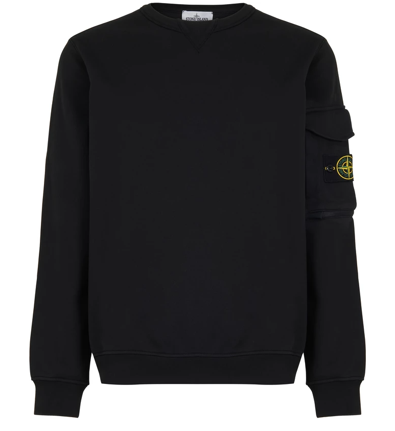 STONE ISLAND Men's Black Logo Patch Pocket Sweatshirt 761561151 V0029
