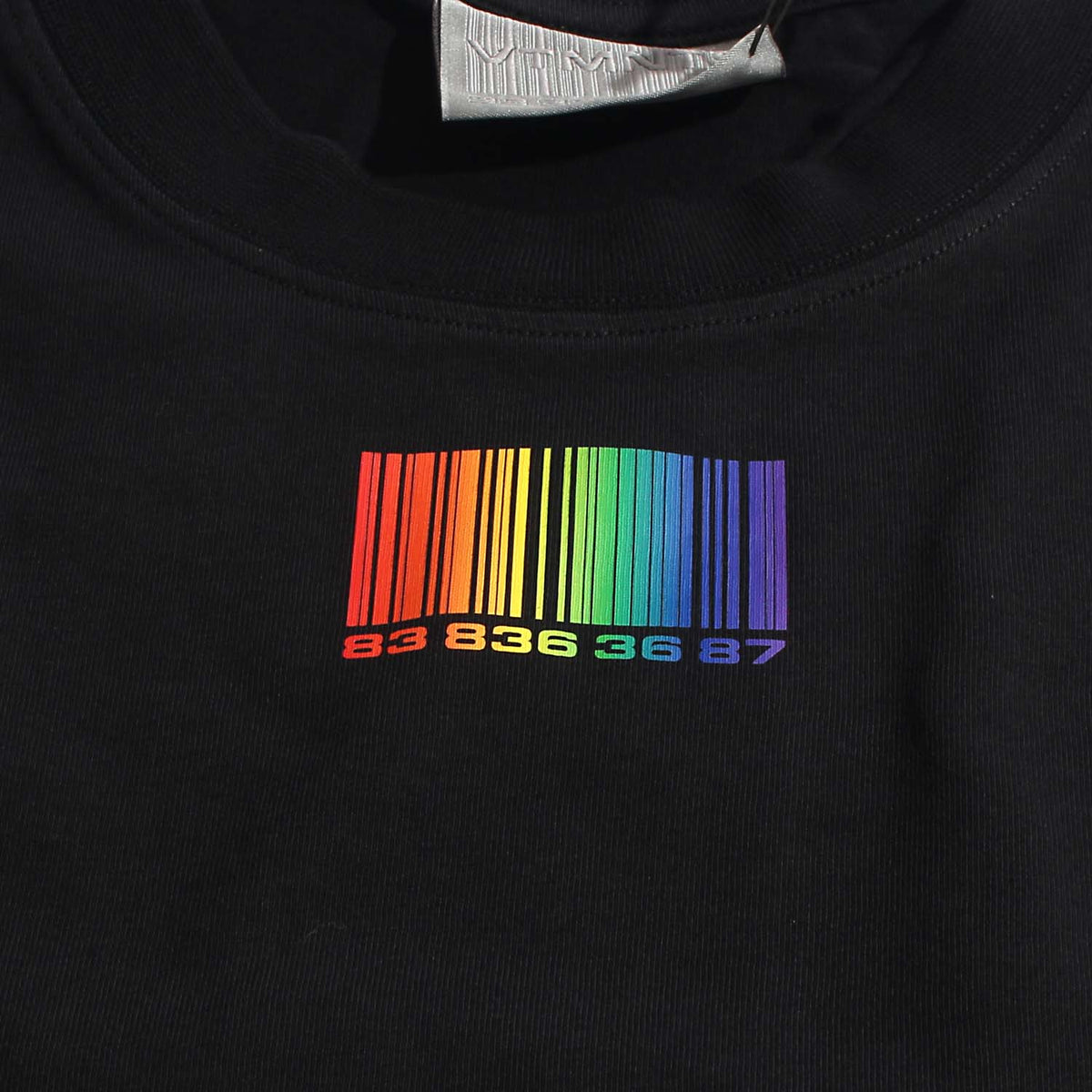 Vetements Men's Rainbow Barcode Black Short Sleeve T-Shirt VL12TR440B 1602