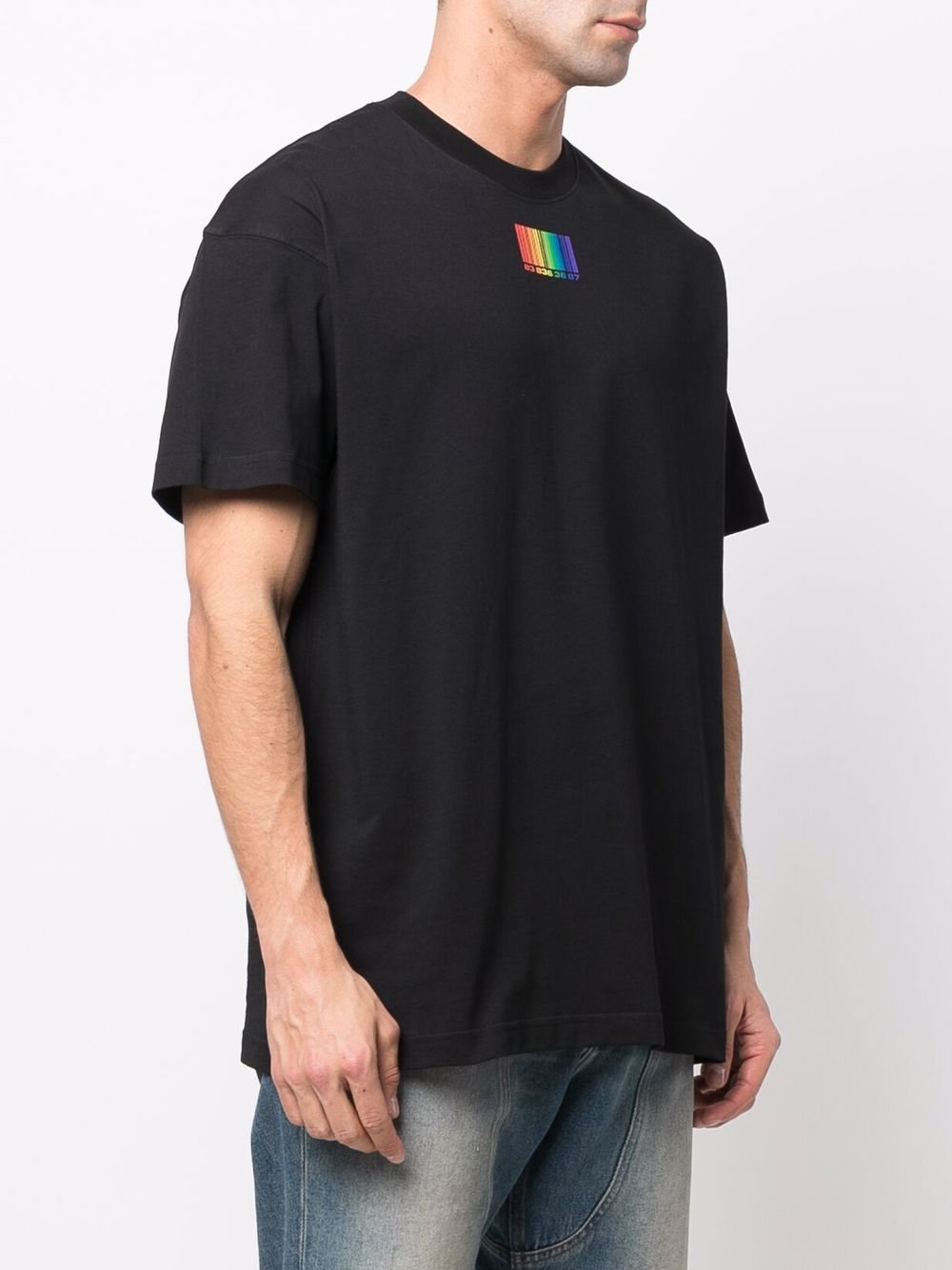 Vetements Men's Rainbow Barcode Black Short Sleeve T-Shirt VL12TR440B 1602