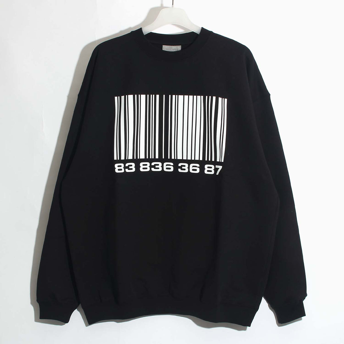 Vetements VTMNTS Barcode Print Black Crewneck Sweatshirt VL12TR100B 1606