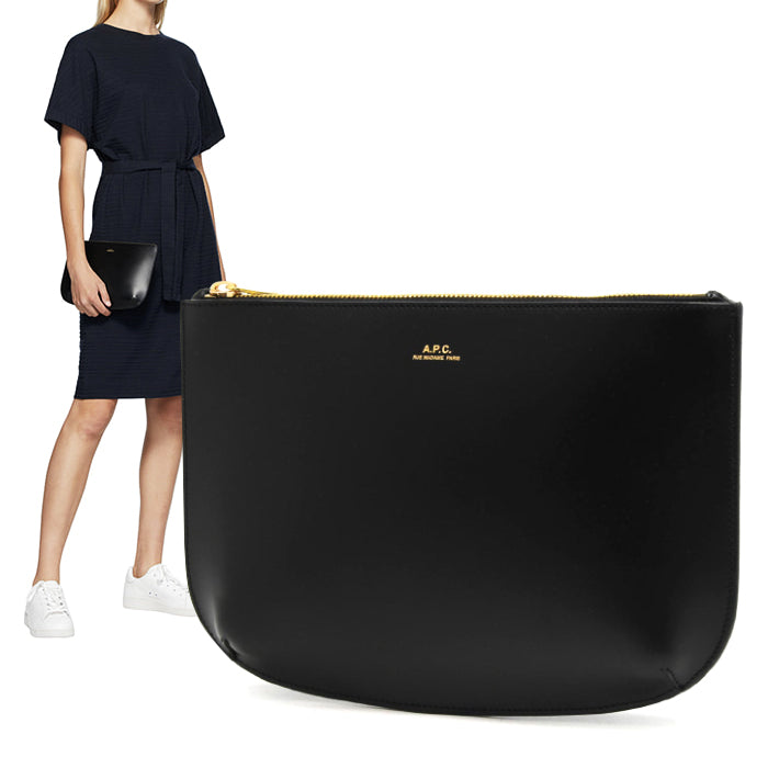 A.P.C. Black Leather Sarah Pochette Clutch Bag