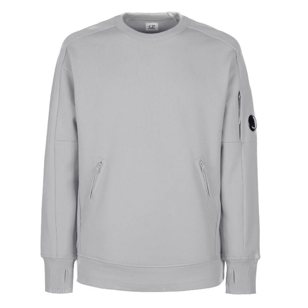 CP Company Men's Lens Badge Gray Crewneck Sweatshirt 12CMSS080A0050086W