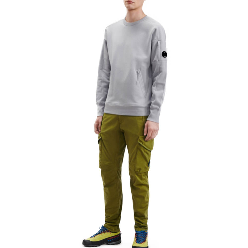 CP Company Men's Lens Badge Gray Crewneck Sweatshirt 12CMSS080A0050086W