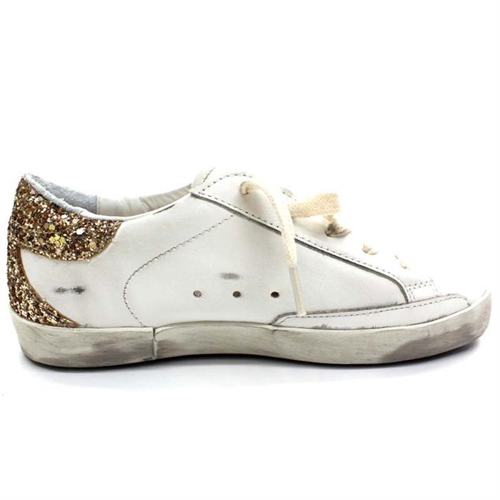 GOLDEN GOOSE Women's Silver Star Gold Glitter Tab Low-Top Sneakers F002785 10358