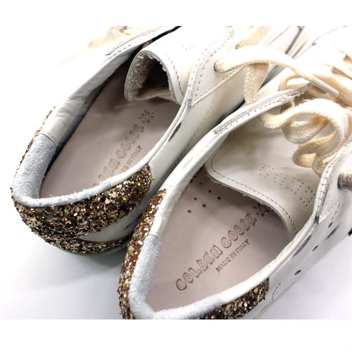 GOLDEN GOOSE Women's Silver Star Gold Glitter Tab Low-Top Sneakers F002785 10358
