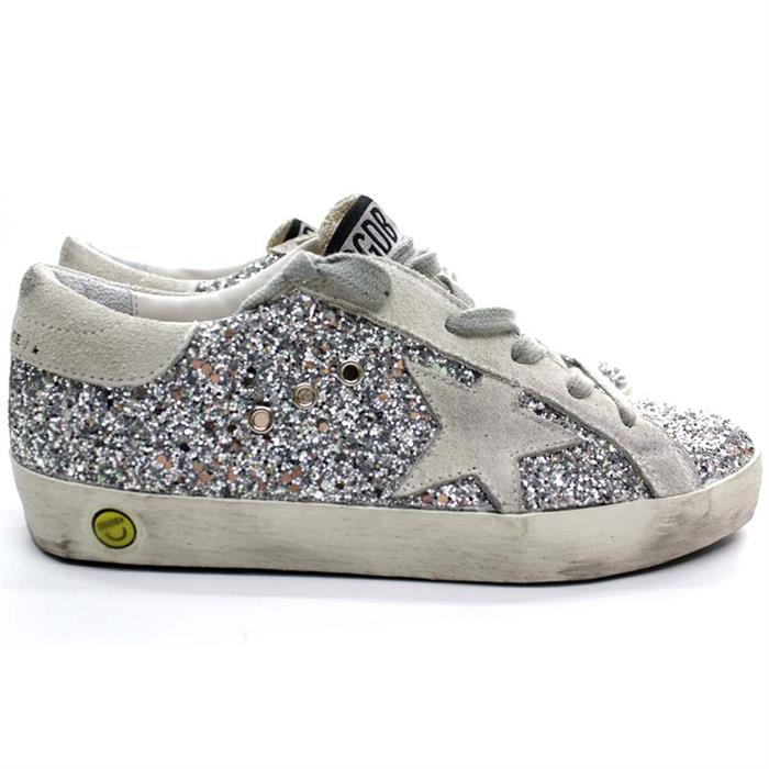 GOLDEN GOOSE Kids Silver Glitter Low-Top Women's Sneakers F000416 70136