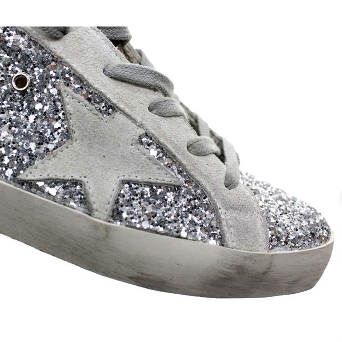 GOLDEN GOOSE Kids Silver Glitter Low-Top Women's Sneakers F000416 70136
