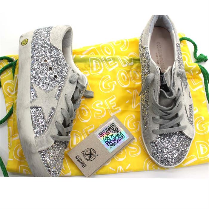 GOLDEN GOOSE Kids Silver Glitter Low-Top Women's Sneakers F000416 70136