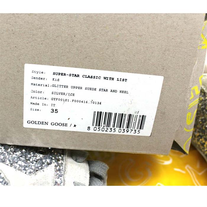 GOLDEN GOOSE Kids Silver Glitter Low-Top Women's Sneakers F000416 70136