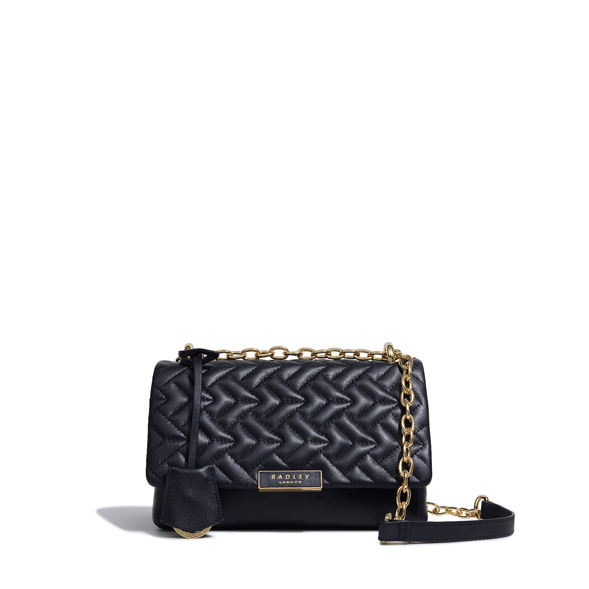 RADLEY LONDON Black Quilted Medium Flapover Crossbody Bag