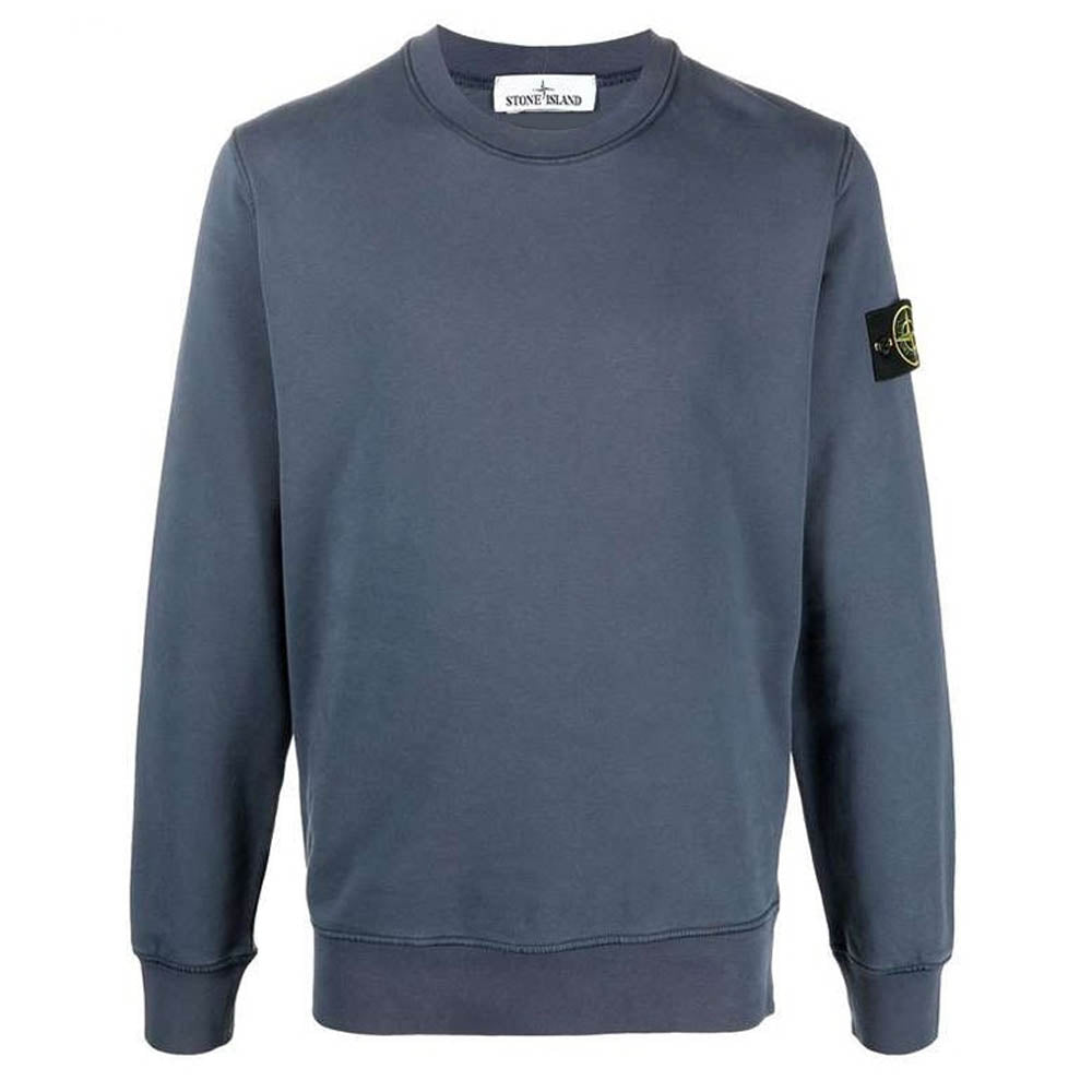 STONE ISLAND Blue Logo Patch Crewneck Sweatshirt 741563051