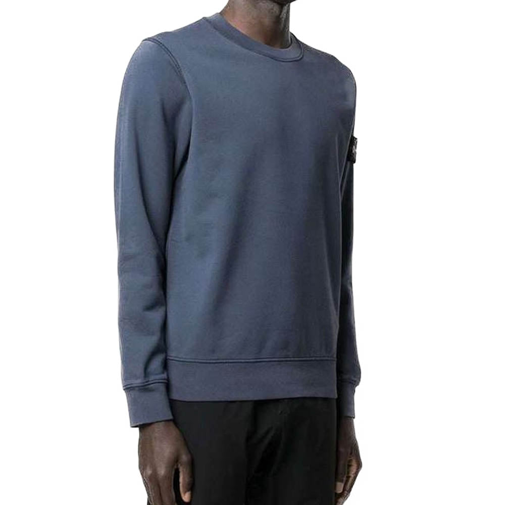 STONE ISLAND Blue Logo Patch Crewneck Sweatshirt 741563051