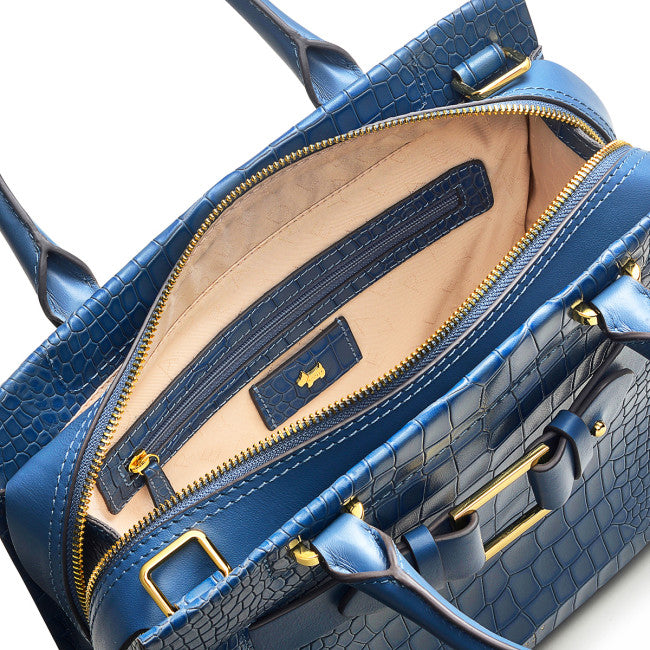 RADLEY LONDON Agnes Street Fox Croc Medium Zip-Top Multiway Bag Vintage Blue