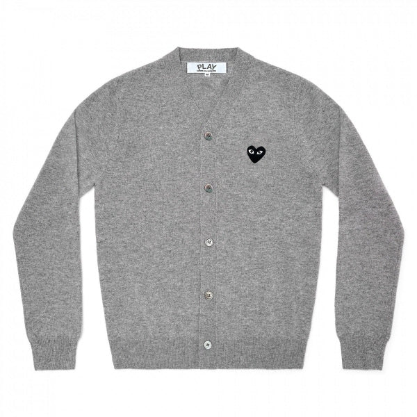Comme des Garcons Red Black Heart Patch Wool Cardigan Men