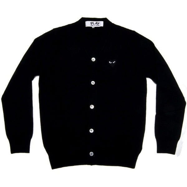 Comme des Garcons Red Black Heart Patch Wool Cardigan Men