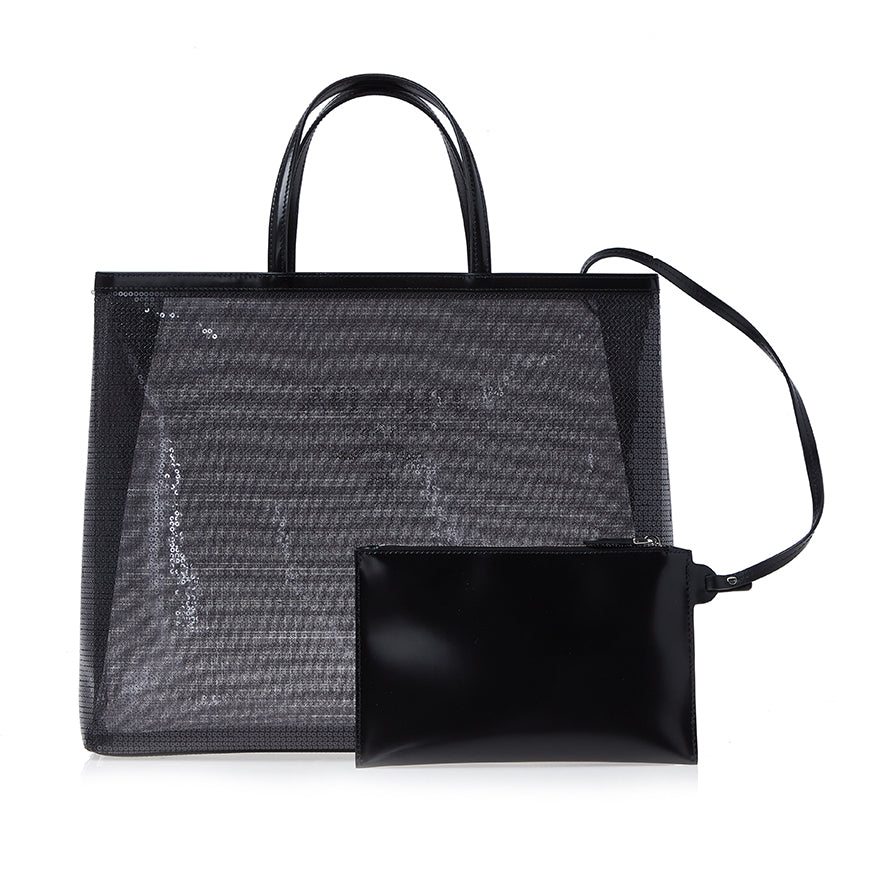 PRADA Sequin Mesh Tote Bag Black Women’s Tote 1BG416 2D0A F0002 OOO 1