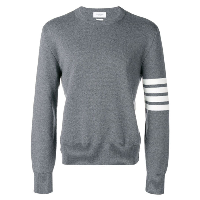 THOM BROWNE Milano Stitch Diagonal Armband Crewneck Sweater Gray MKA202A
