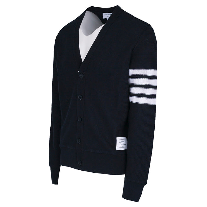 THOM BROWNE Navy Wool Cardigan Unisex