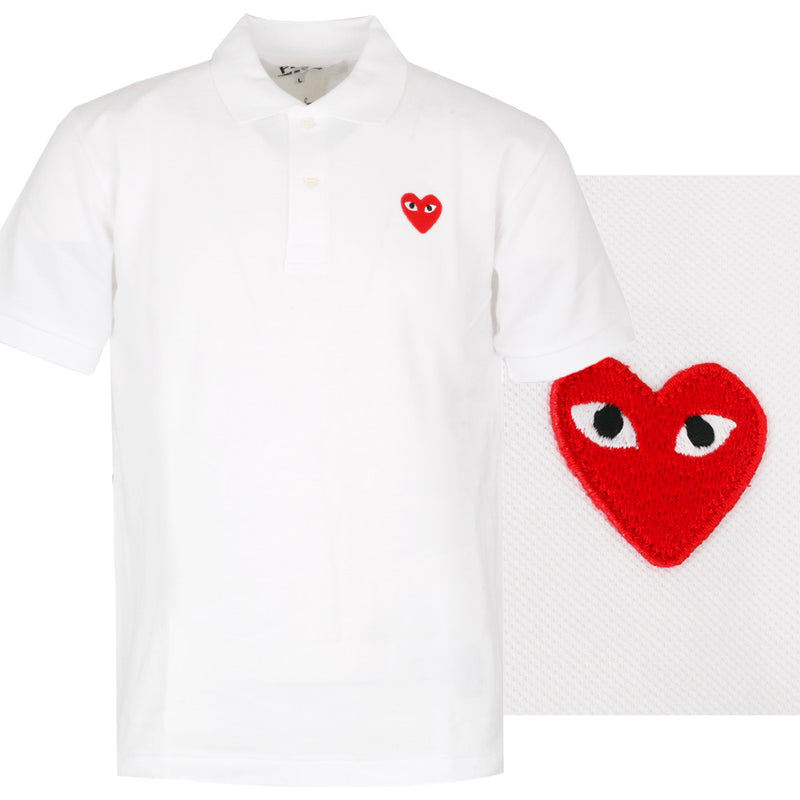 Comme des Garcons Red Heart Logo Short Sleeve Polo Shirt T006 5
