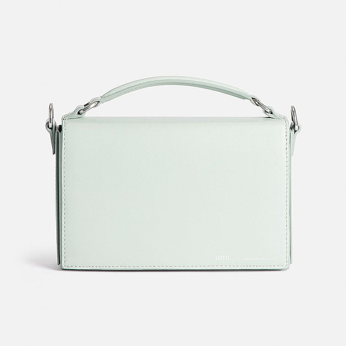AMI Leather Mini Lunch Box Crossbody Shoulder Bag Aqua Sky Blue ULL107