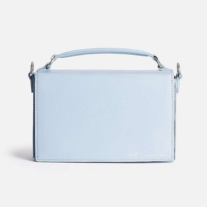AMI Leather Mini Lunch Box Crossbody Shoulder Bag Aqua Sky Blue ULL107