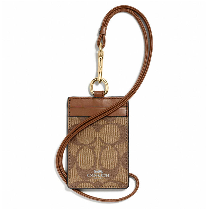 Coach Light Brown Lanyard Card Holder Wallet Unisex