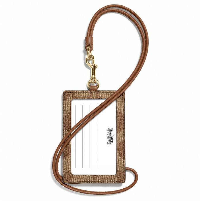 Coach Light Brown Lanyard Card Holder Wallet Unisex
