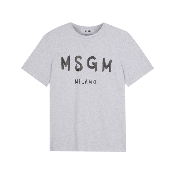 MSGM Brush Logo Short Sleeve T-Shirt Gray Men’s Cotton
