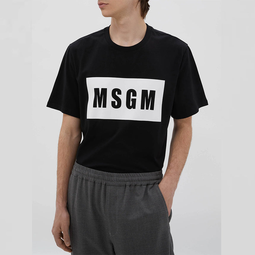 MSGM Black Box Logo Short Sleeve T-Shirt