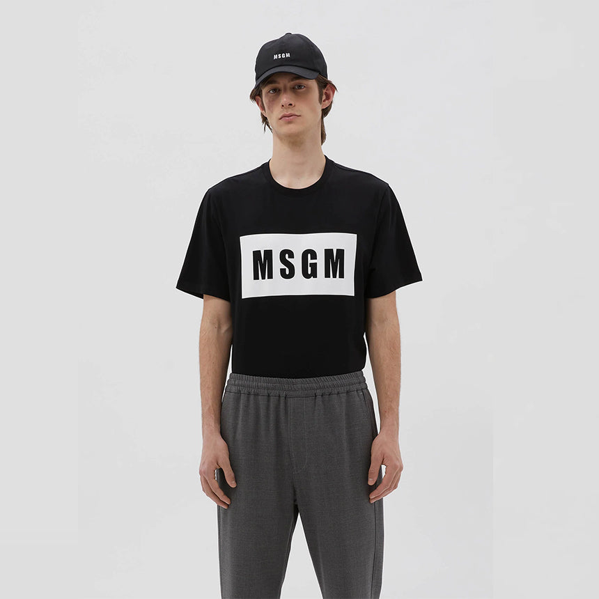 MSGM Black Box Logo Short Sleeve T-Shirt