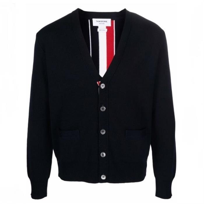 THOM BROWNE Men's Milano Stitch Back 3-Stripe Cardigan MKC324A