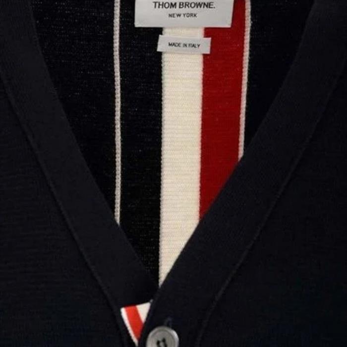 THOM BROWNE Men's Milano Stitch Back 3-Stripe Cardigan MKC324A