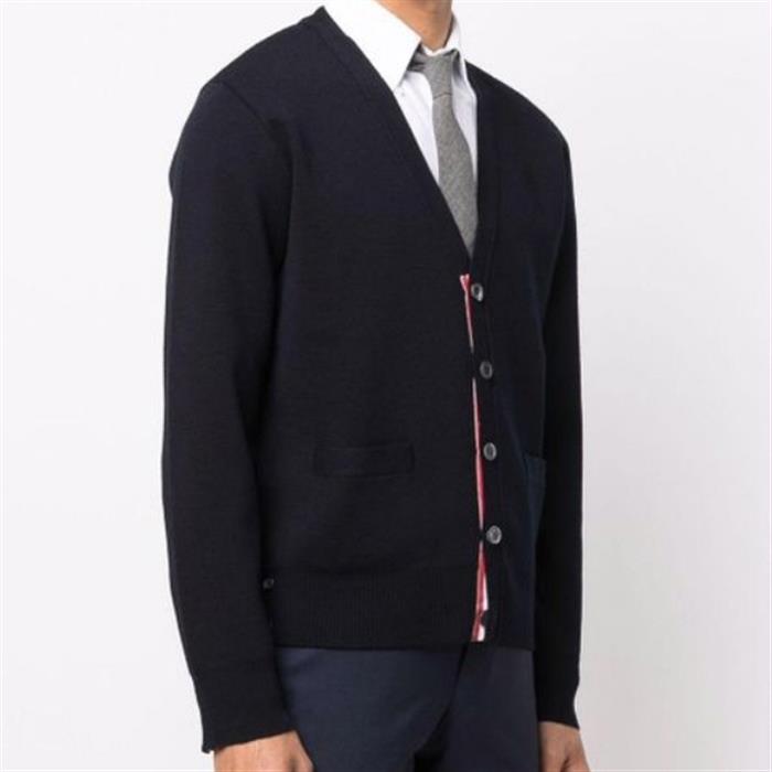 THOM BROWNE Men's Milano Stitch Back 3-Stripe Cardigan MKC324A