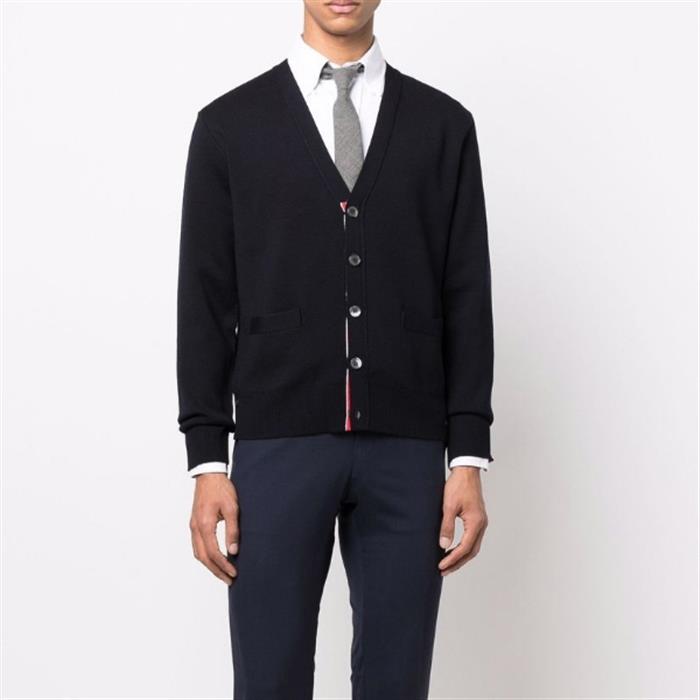 THOM BROWNE Men's Milano Stitch Back 3-Stripe Cardigan MKC324A