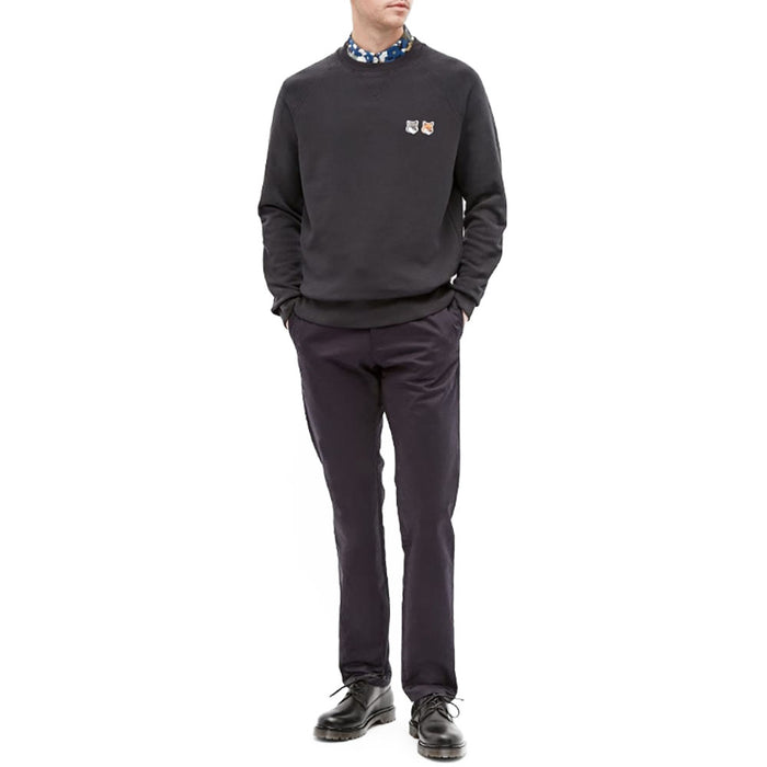 Maison Kitsune Unisex Double Fox Head Patch Charcoal Sweatshirt FM00358KM0002