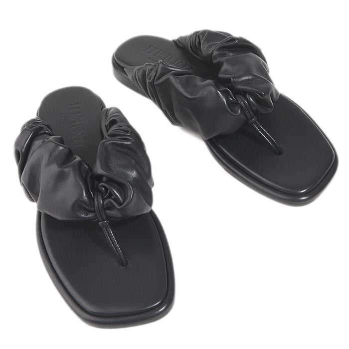 HEREU Black Nuvola Leather Flip Flop Sandals for Women