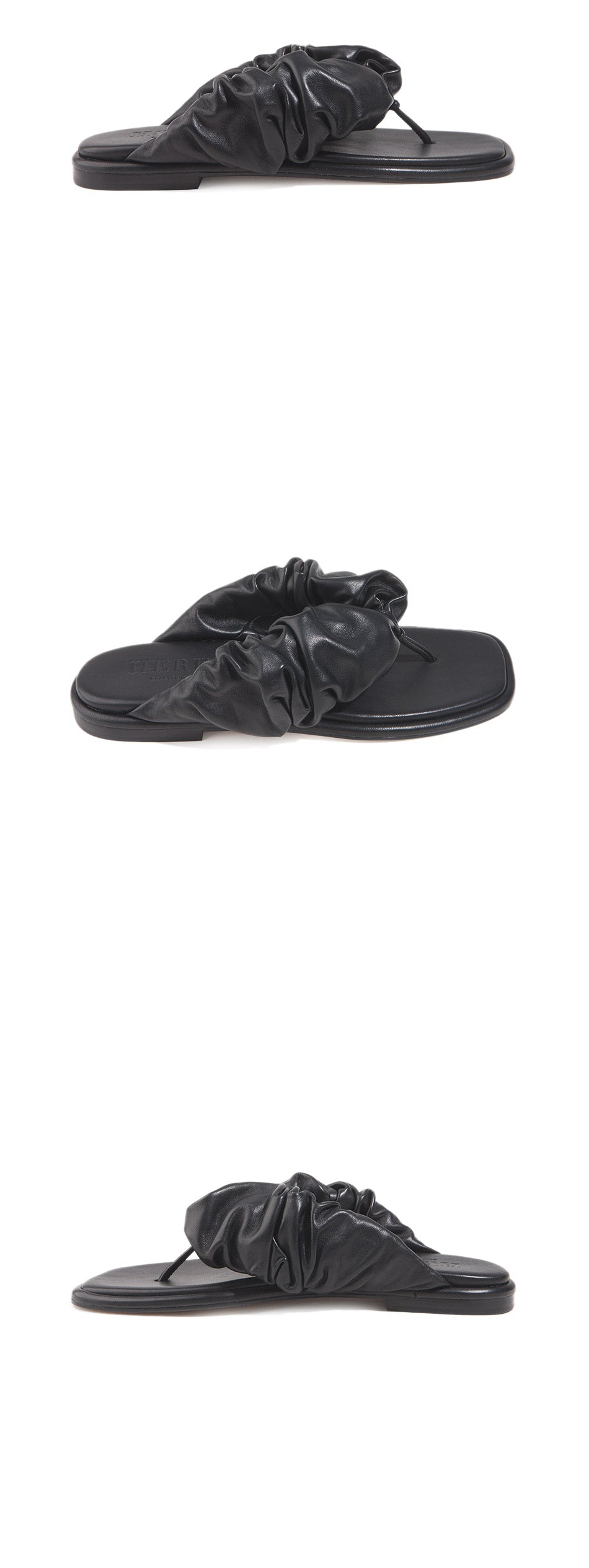 HEREU Black Nuvola Leather Flip Flop Sandals for Women