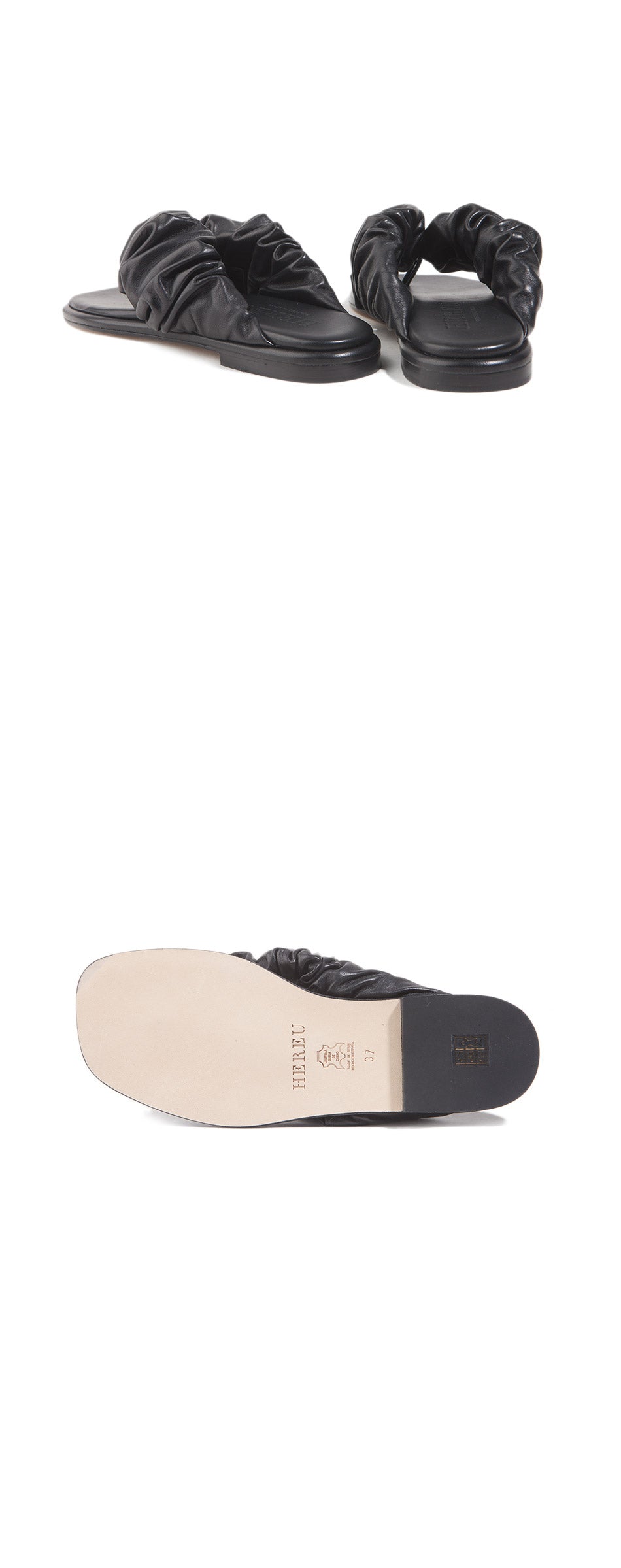HEREU Black Nuvola Leather Flip Flop Sandals for Women