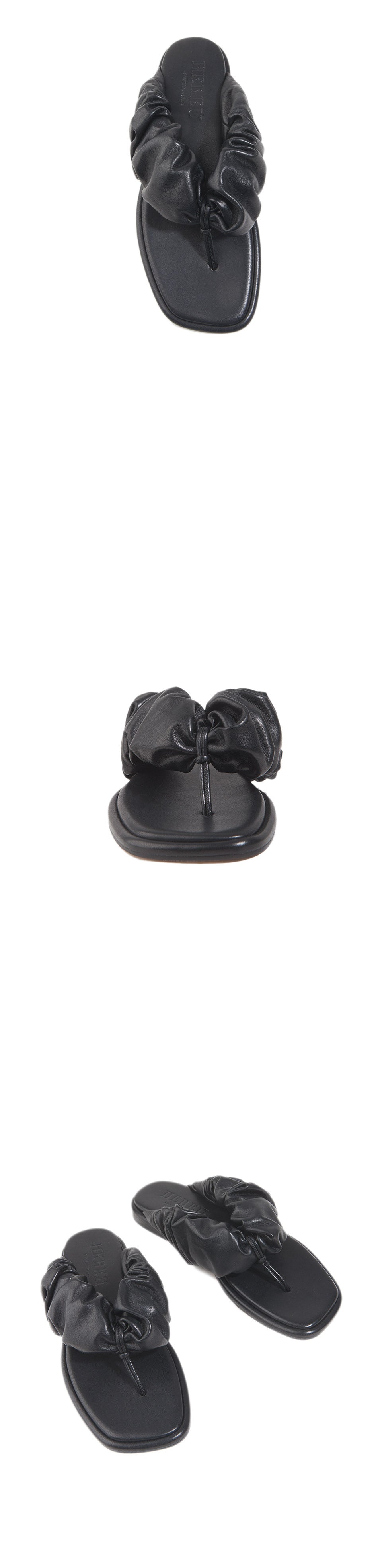 HEREU Black Nuvola Leather Flip Flop Sandals for Women