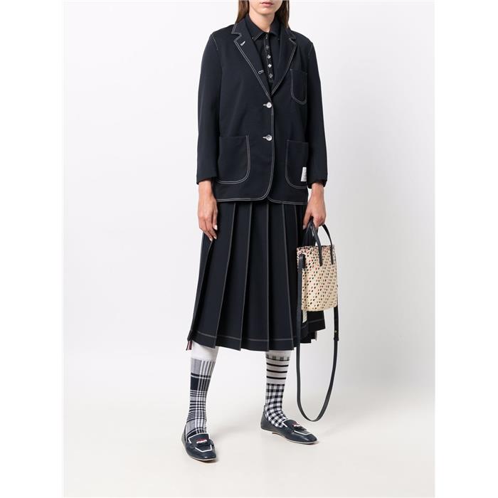 THOM BROWNE Milano Stitch Wool Tech Polo T-Shirt with Tricolor Tab
