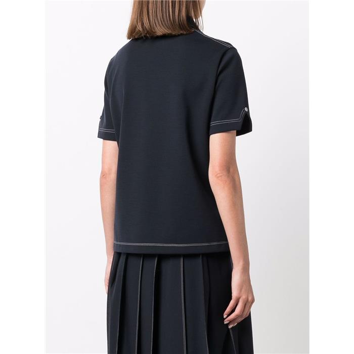 THOM BROWNE Milano Stitch Wool Tech Polo T-Shirt with Tricolor Tab